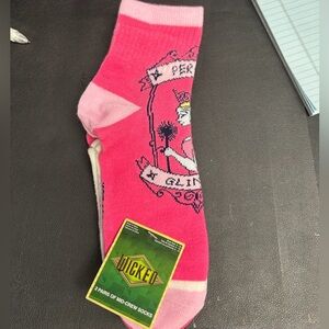 Glinda wicked pink socks NWT ADULT